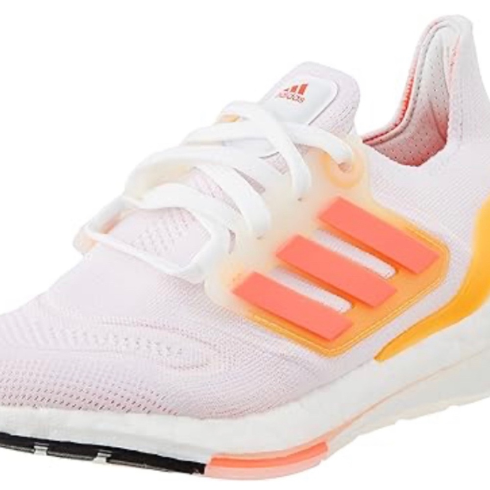 Adidas ultraboost running shoes size 8 Like new. White Flash Orange'